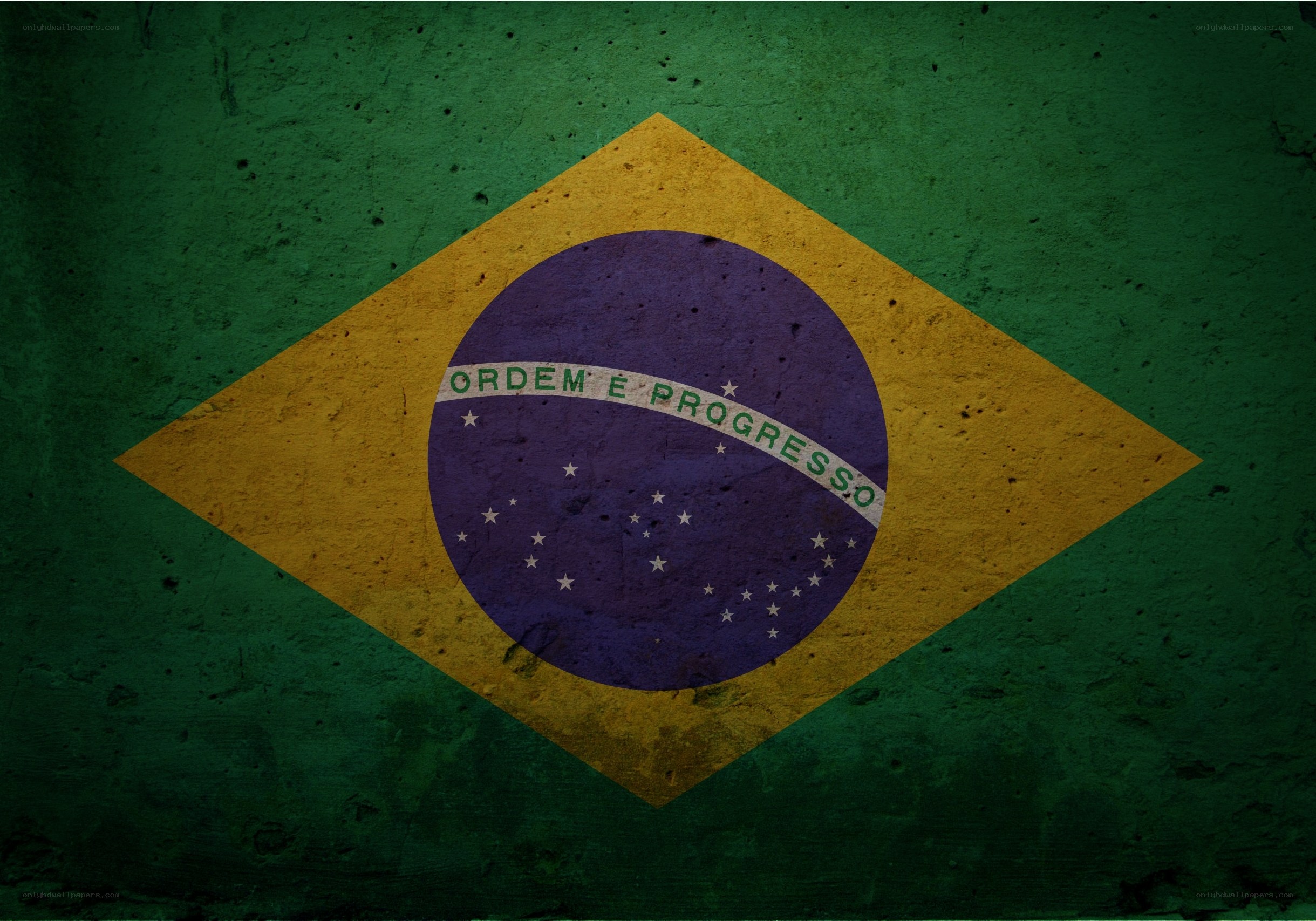 Brazilian flag on textured wall
