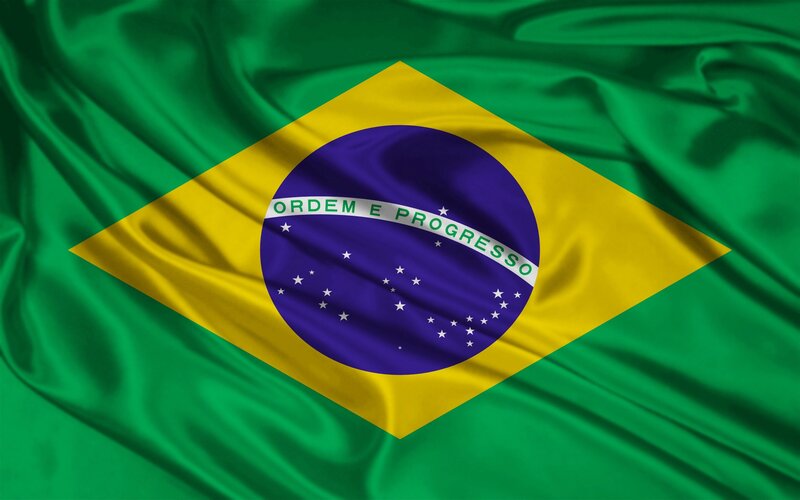 Brazilian flag waving in wind