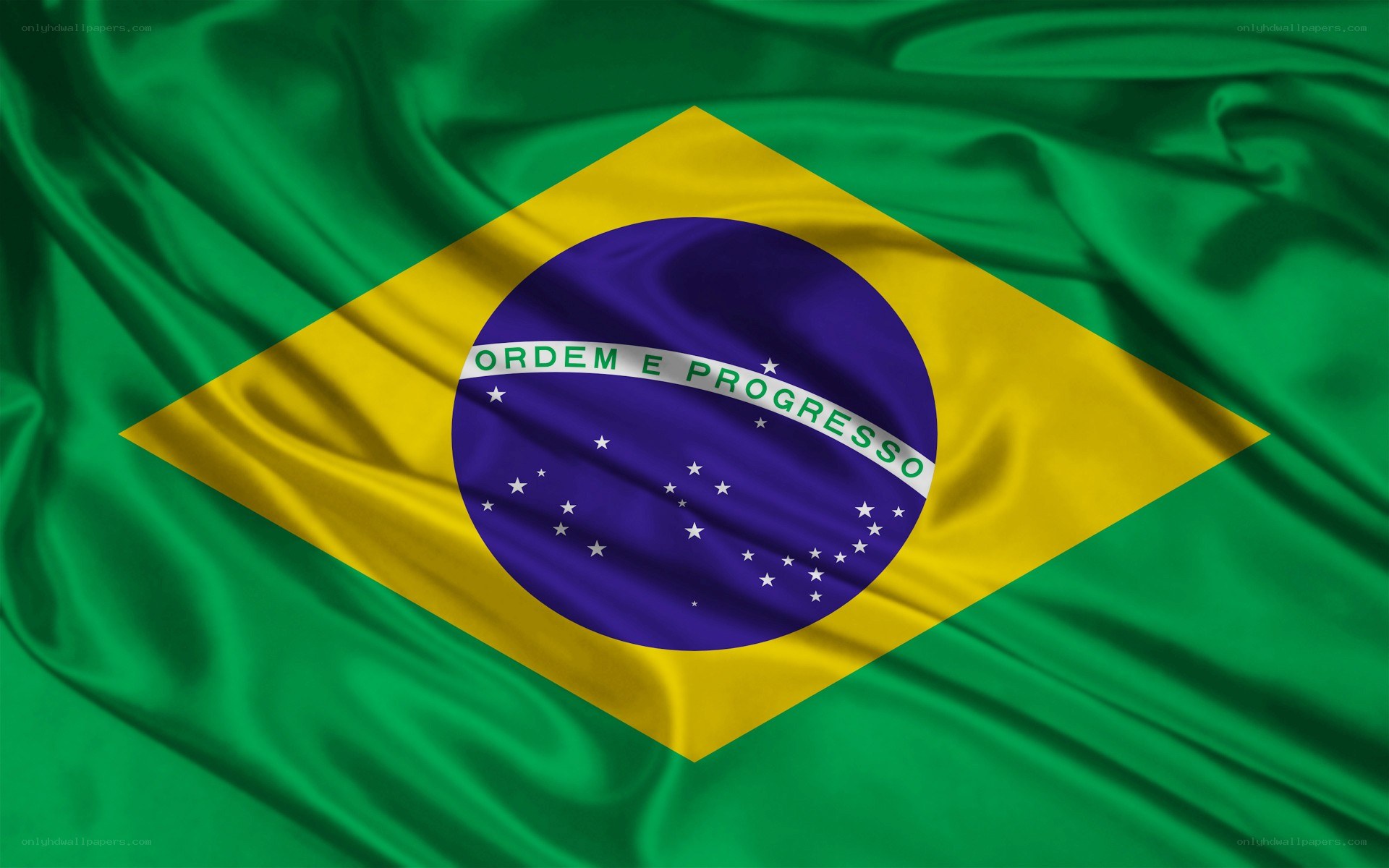 Brazilian flag waving in wind