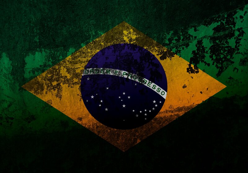 Brazilian flag with distressed texture