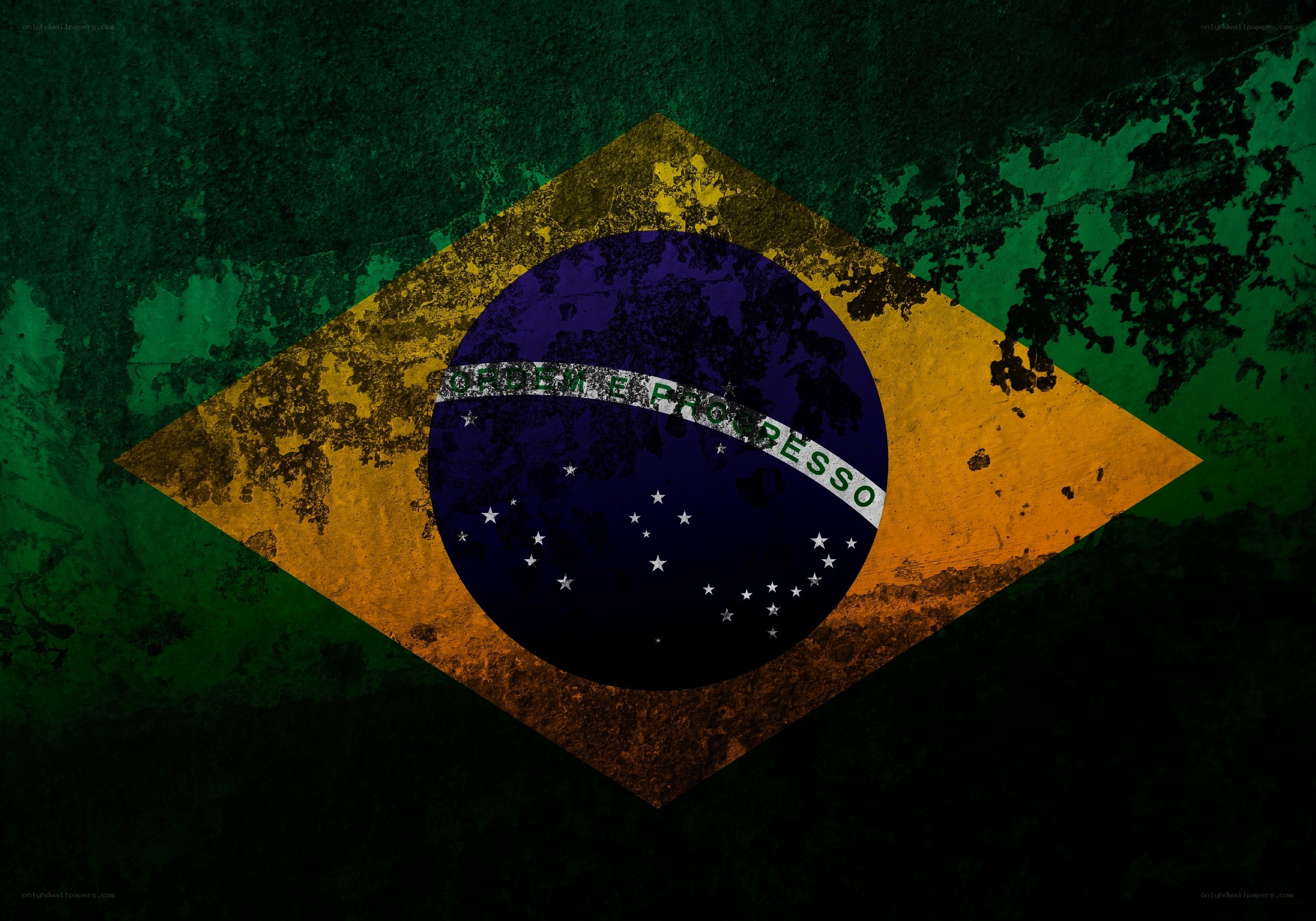 Brazilian flag with distressed texture