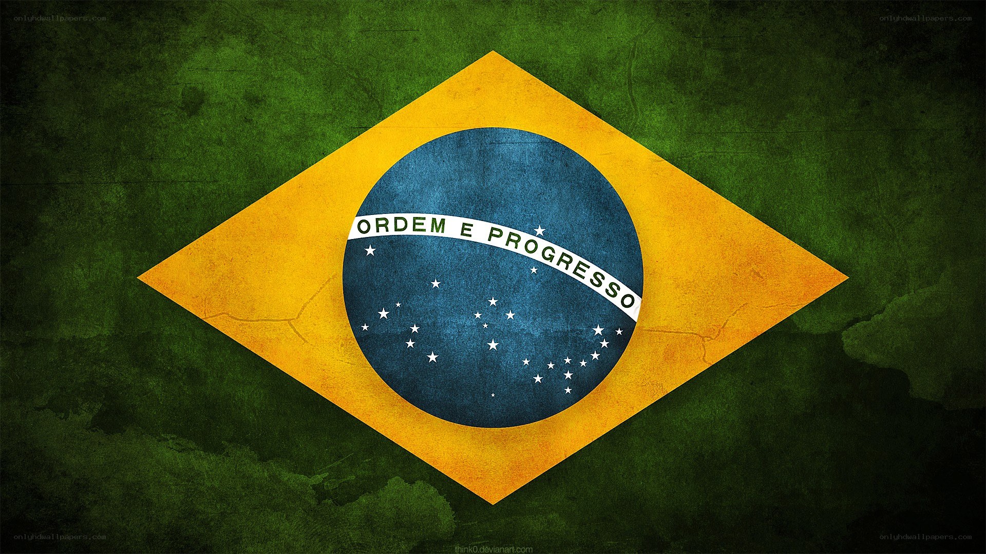 Brazilian flag with distressed texture