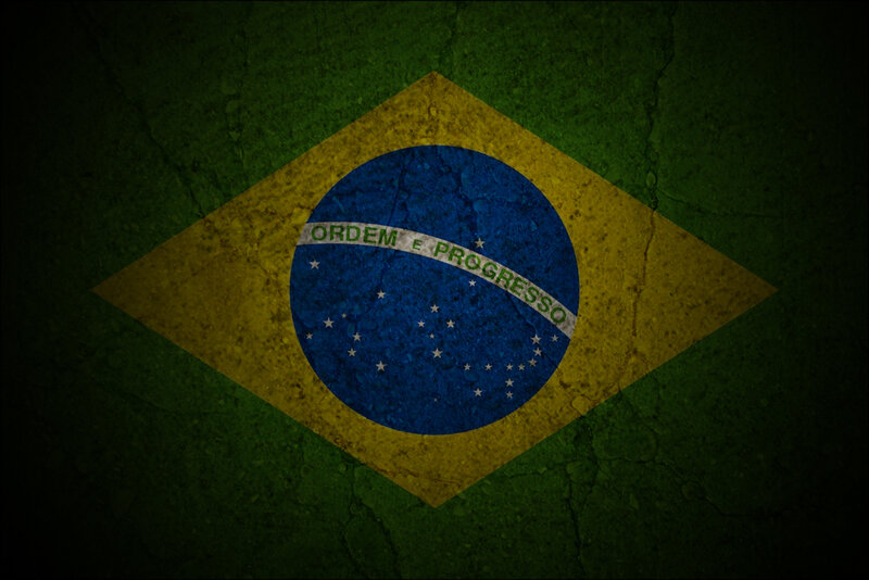 Brazilian flag with distressed texture