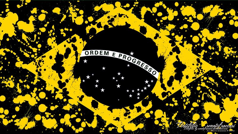 Brazilian flag with paint splatter