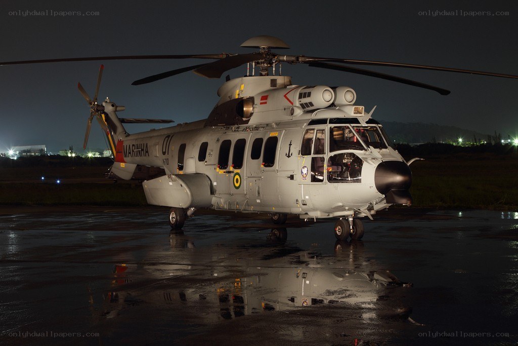 Brazilian Navy helicopter at night