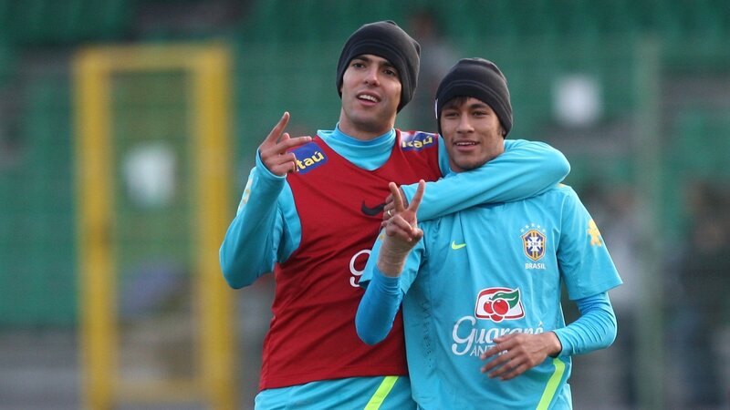 Brazilian soccer players celebrating