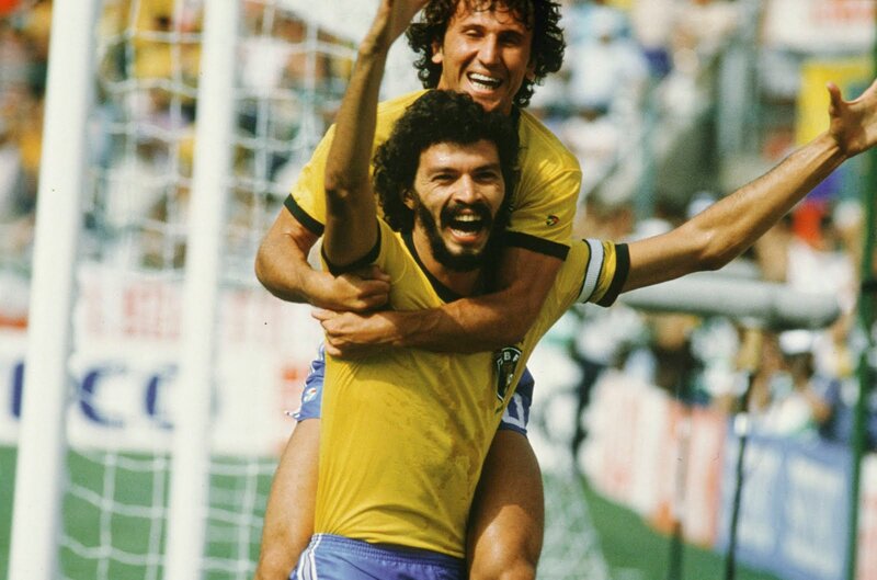 Brazilian soccer players celebrating