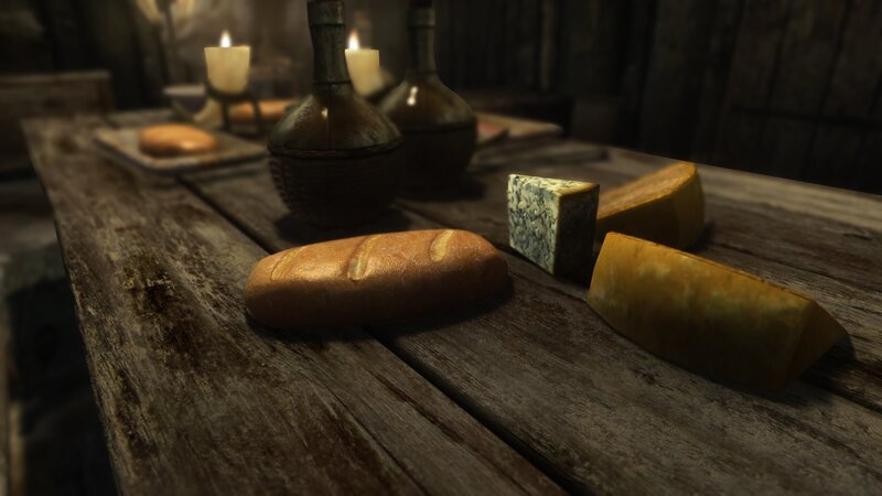 Bread and Cheese on Table