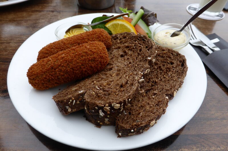 bread and croquettes meal