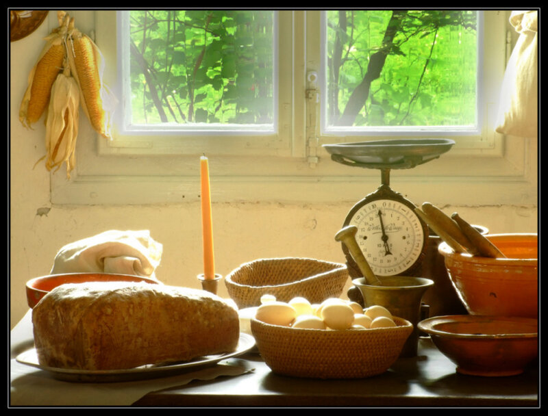 Bread and Eggs on Table