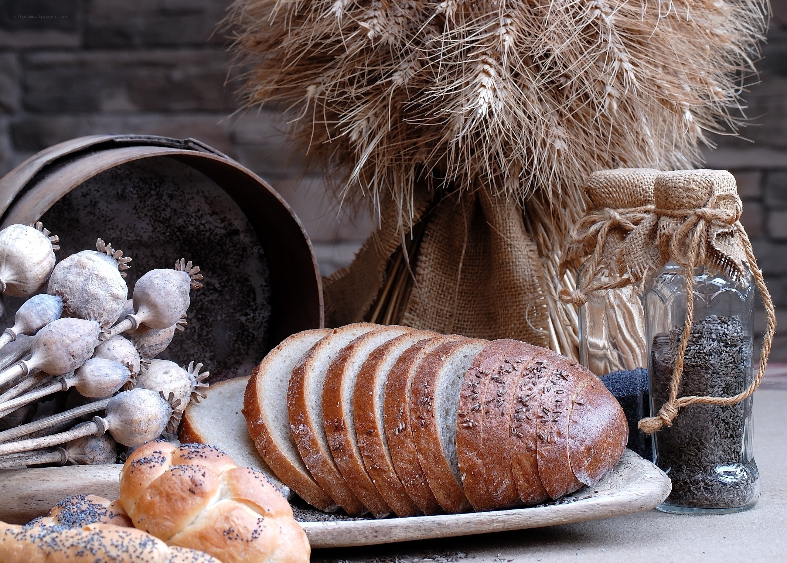 Bread and harvest still life