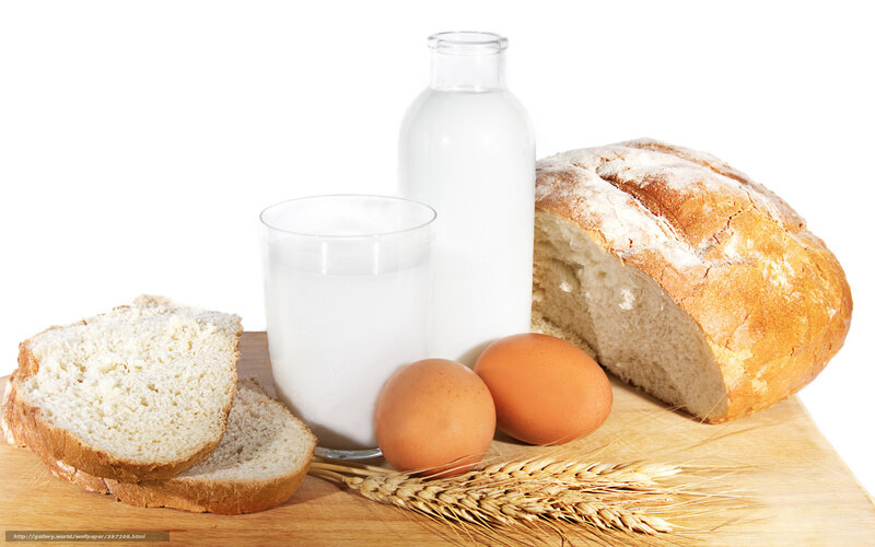 Bread and Milk on Board — White