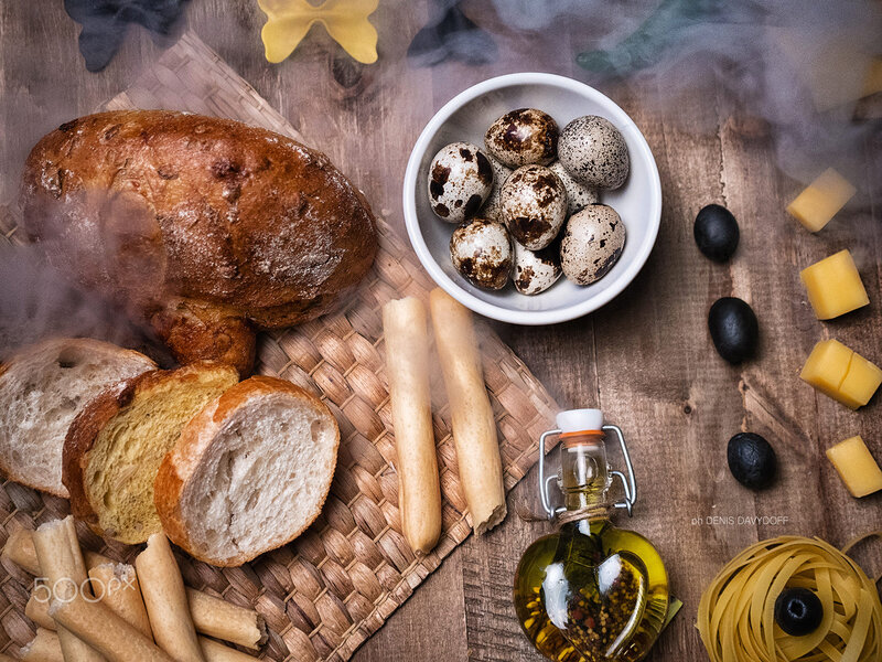 Bread and Quail Eggs