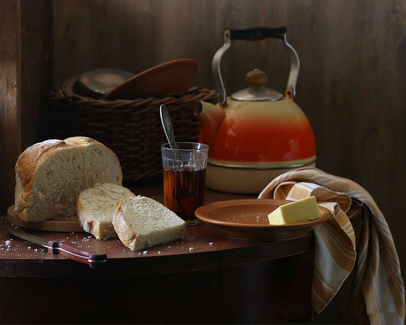 Bread and Tea on Table