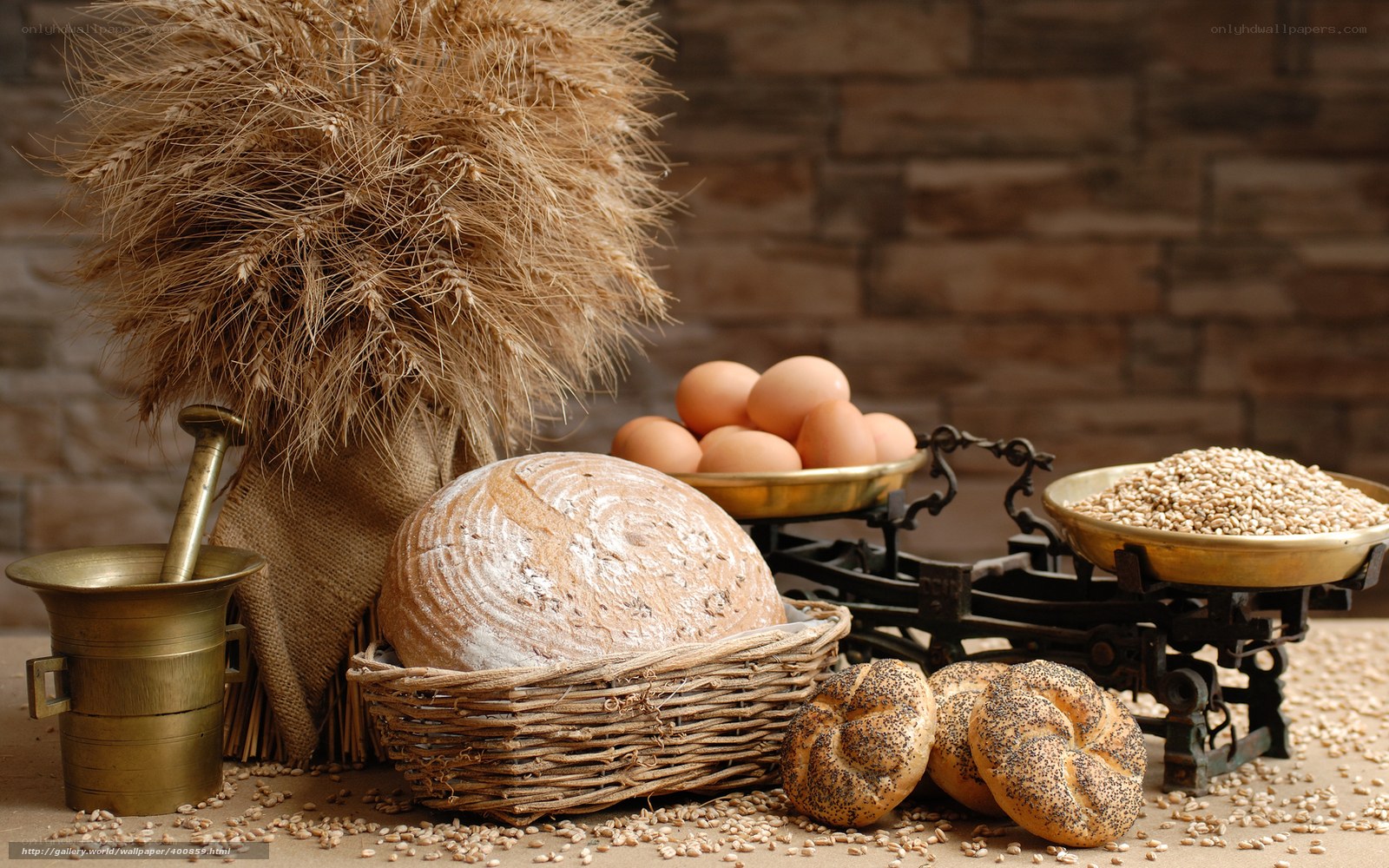 Bread and wheat harvest scene