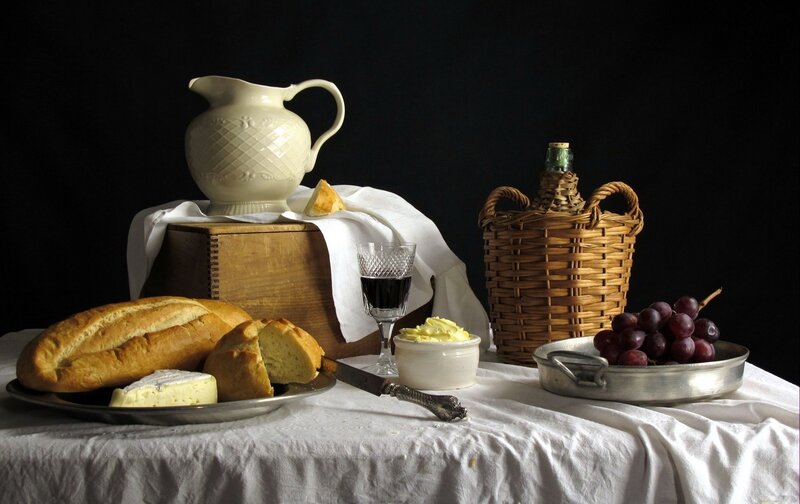 Bread and Wine Still Life