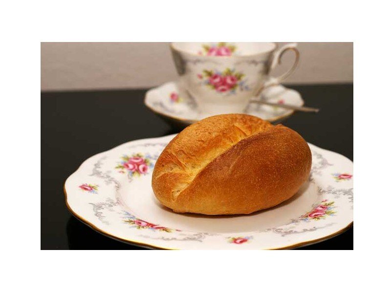 bread on floral plate