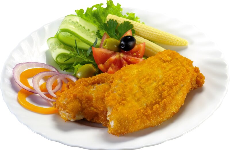 Breaded chicken with salad