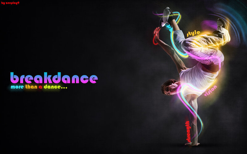 Breakdance art with neon effects