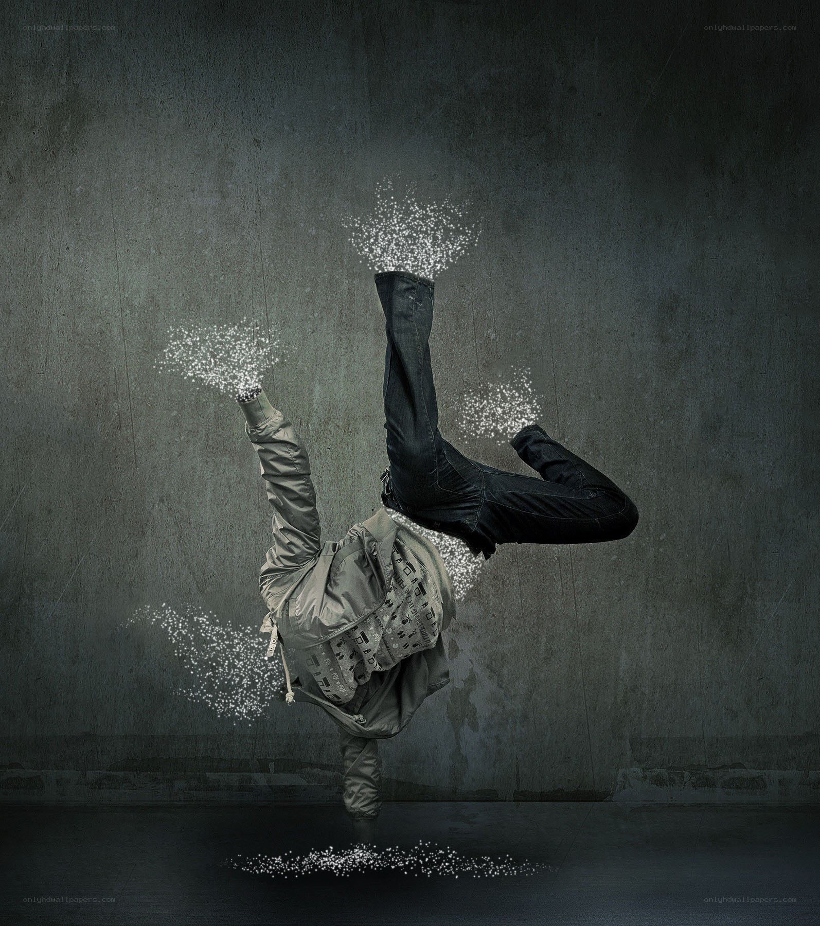 Breakdancer in mid-air spin