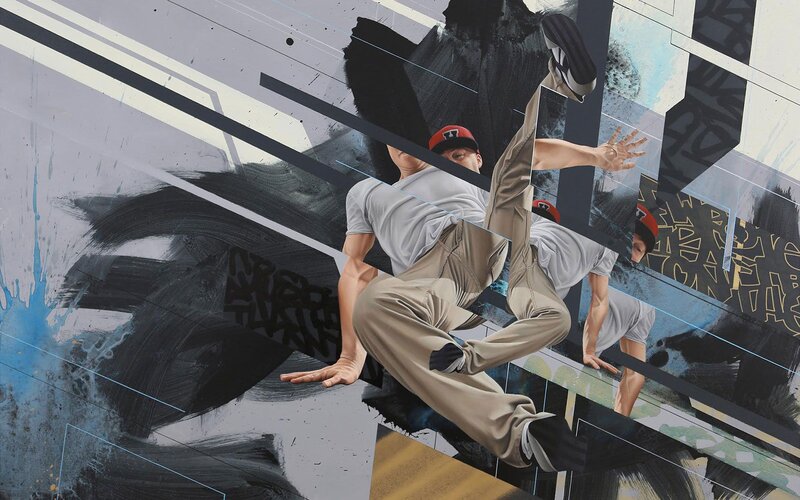 Breakdancer in Motion — Gray, Dynamic