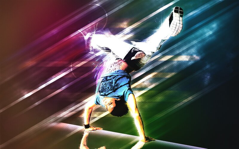Breakdancer Performing Move — Blue