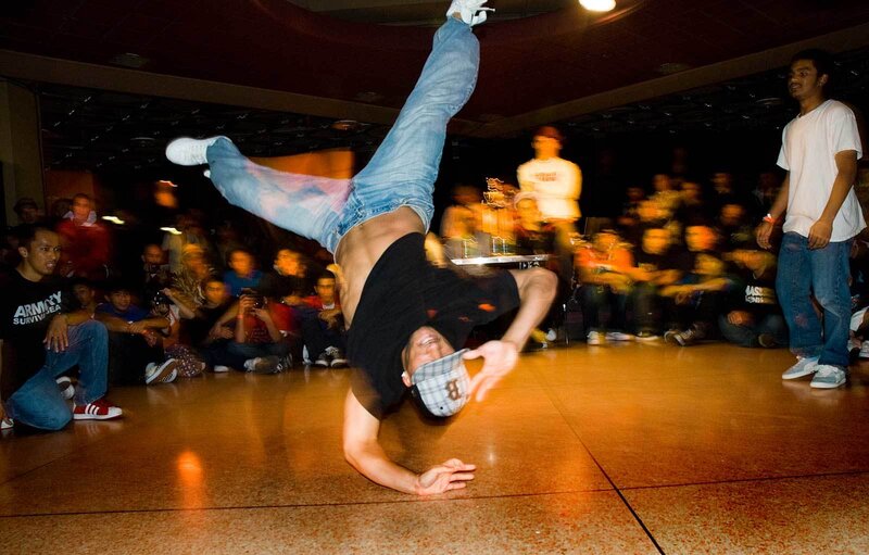 Breakdancer performing on floor