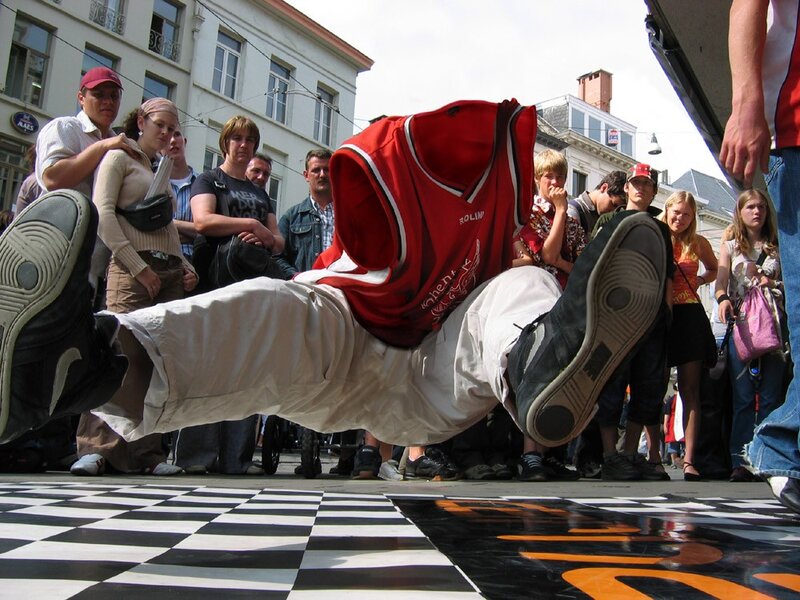 Breakdancer performing on street