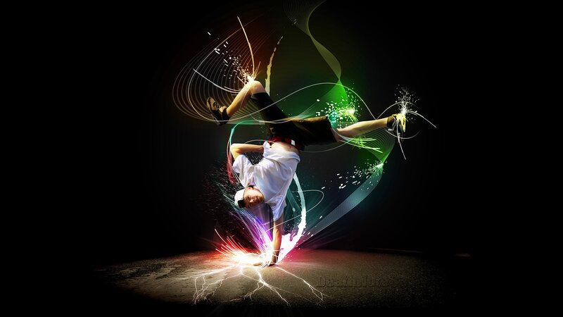 Breakdancer with light trails