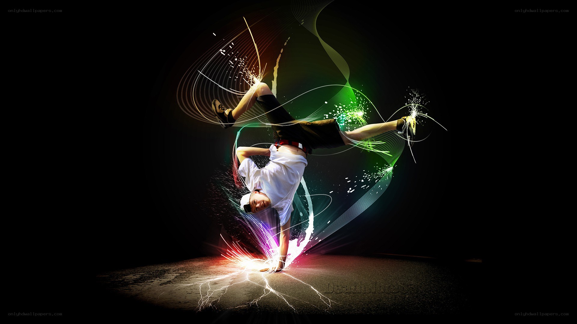 Breakdancer with light trails