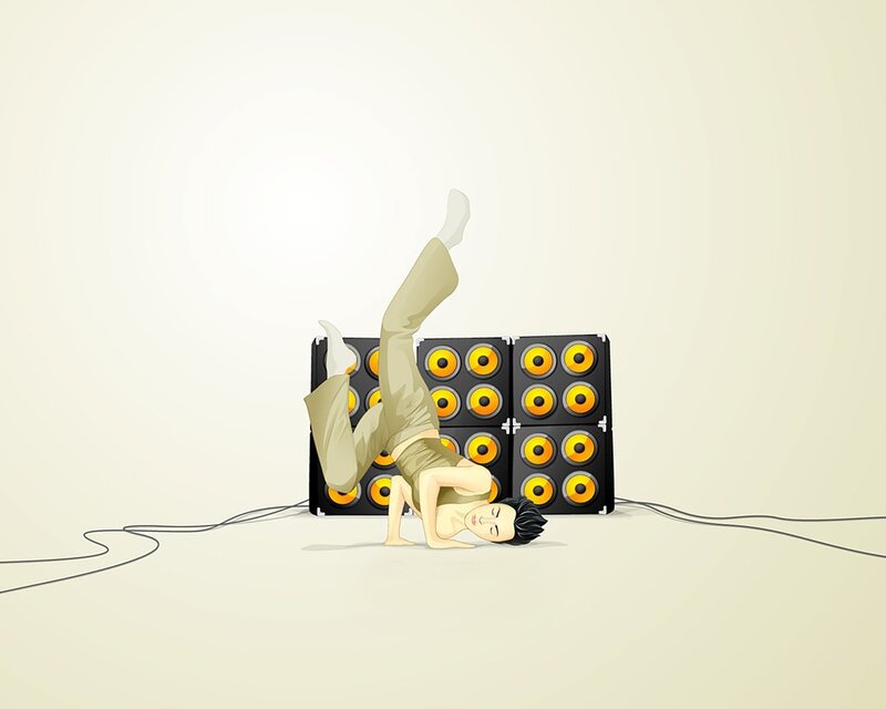 Breakdancer with speakers