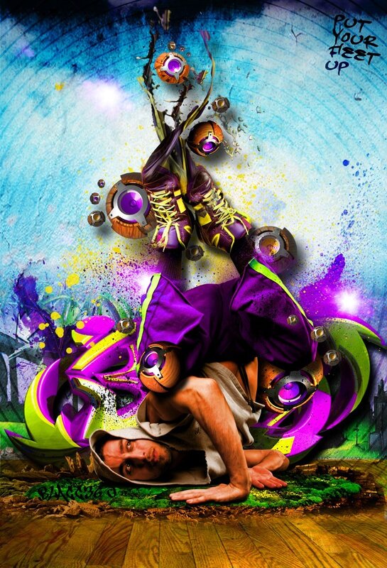 Breakdancer with vibrant graphics