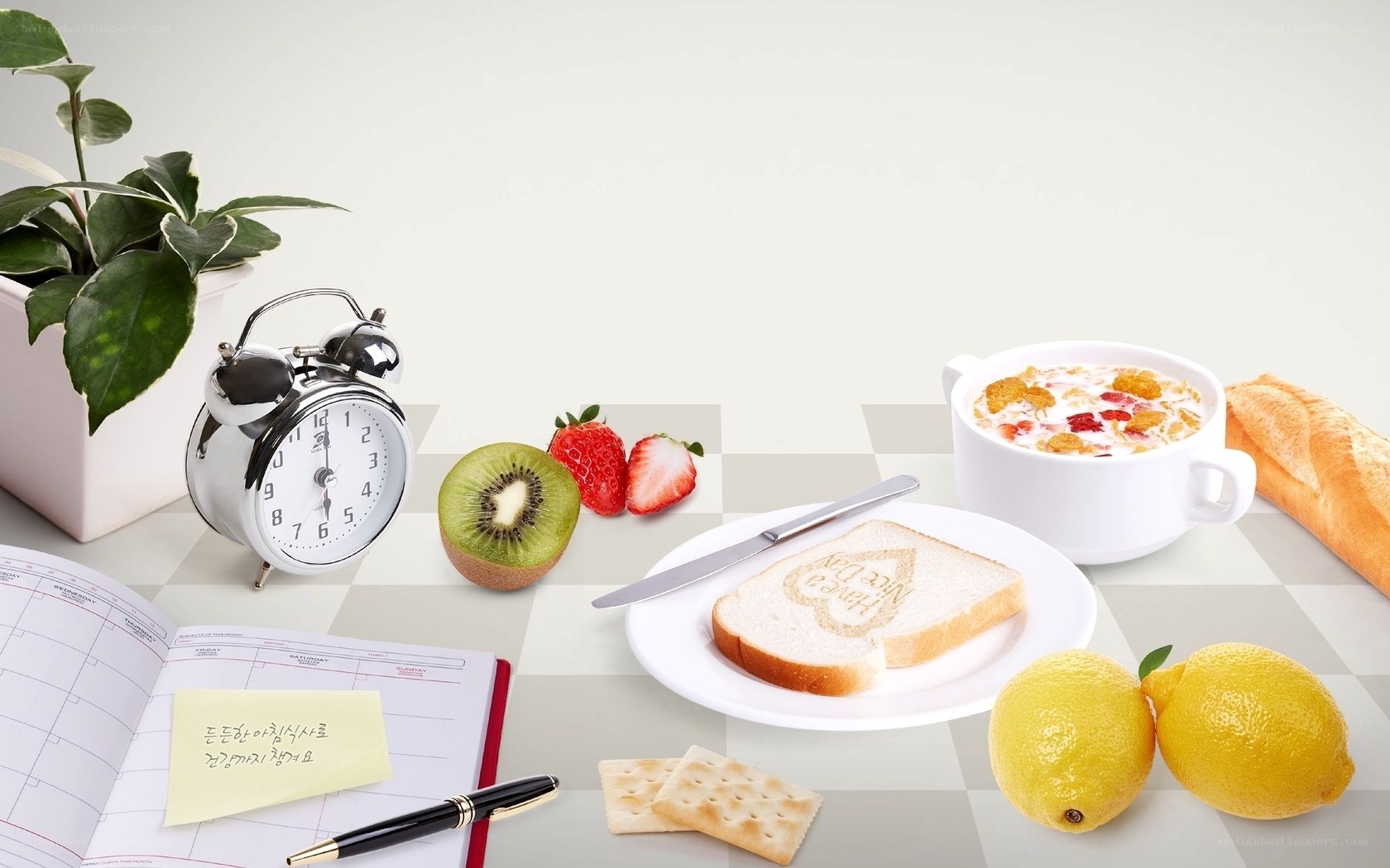 Breakfast and calendar setup