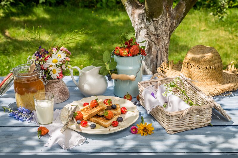 Breakfast on a Picnic Table