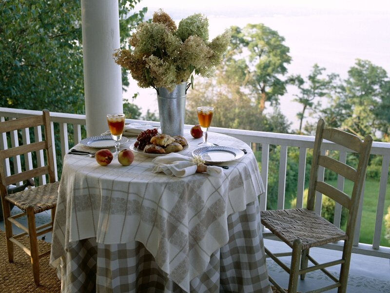 Breakfast on a scenic porch