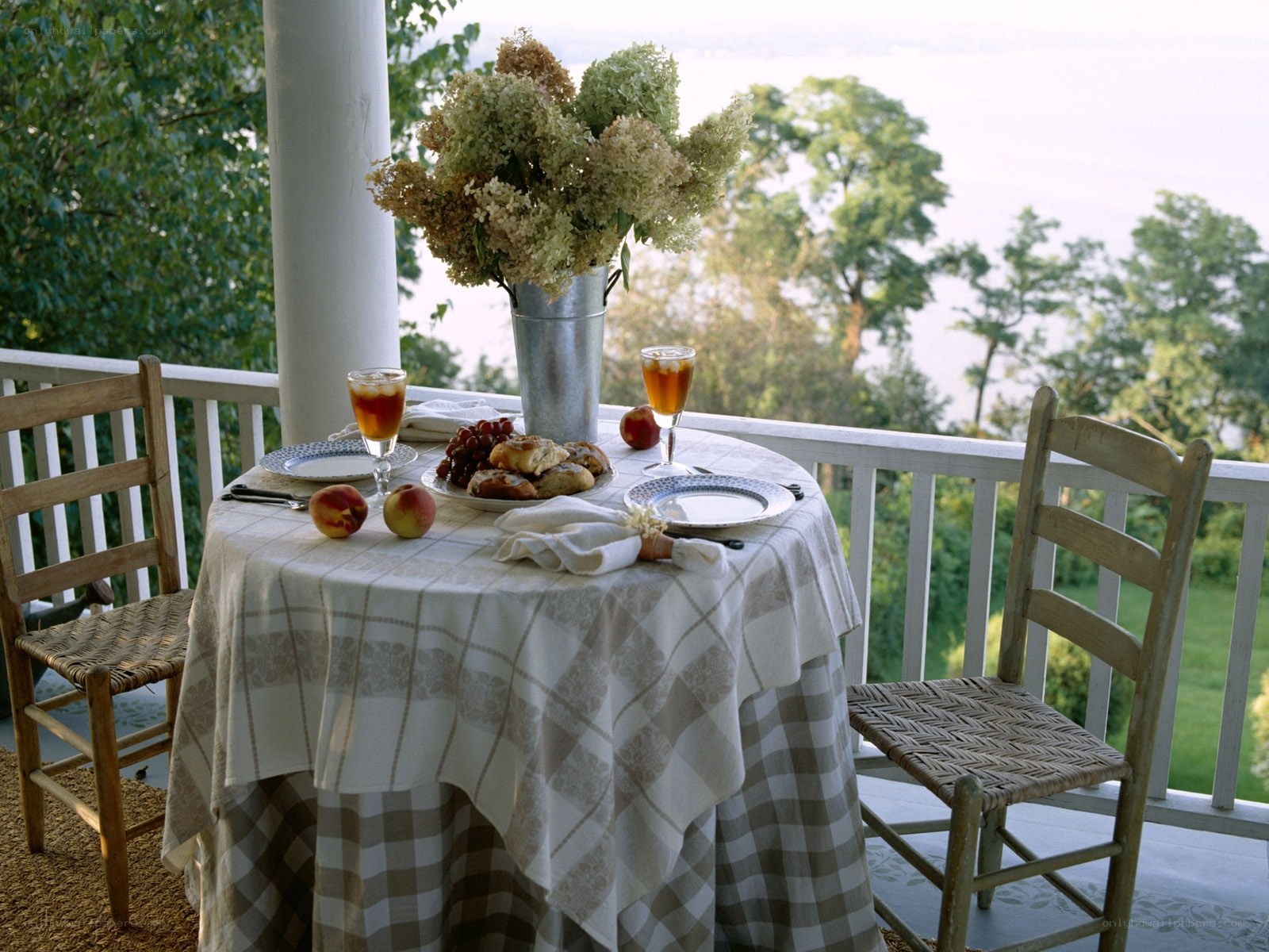 Breakfast on a scenic porch