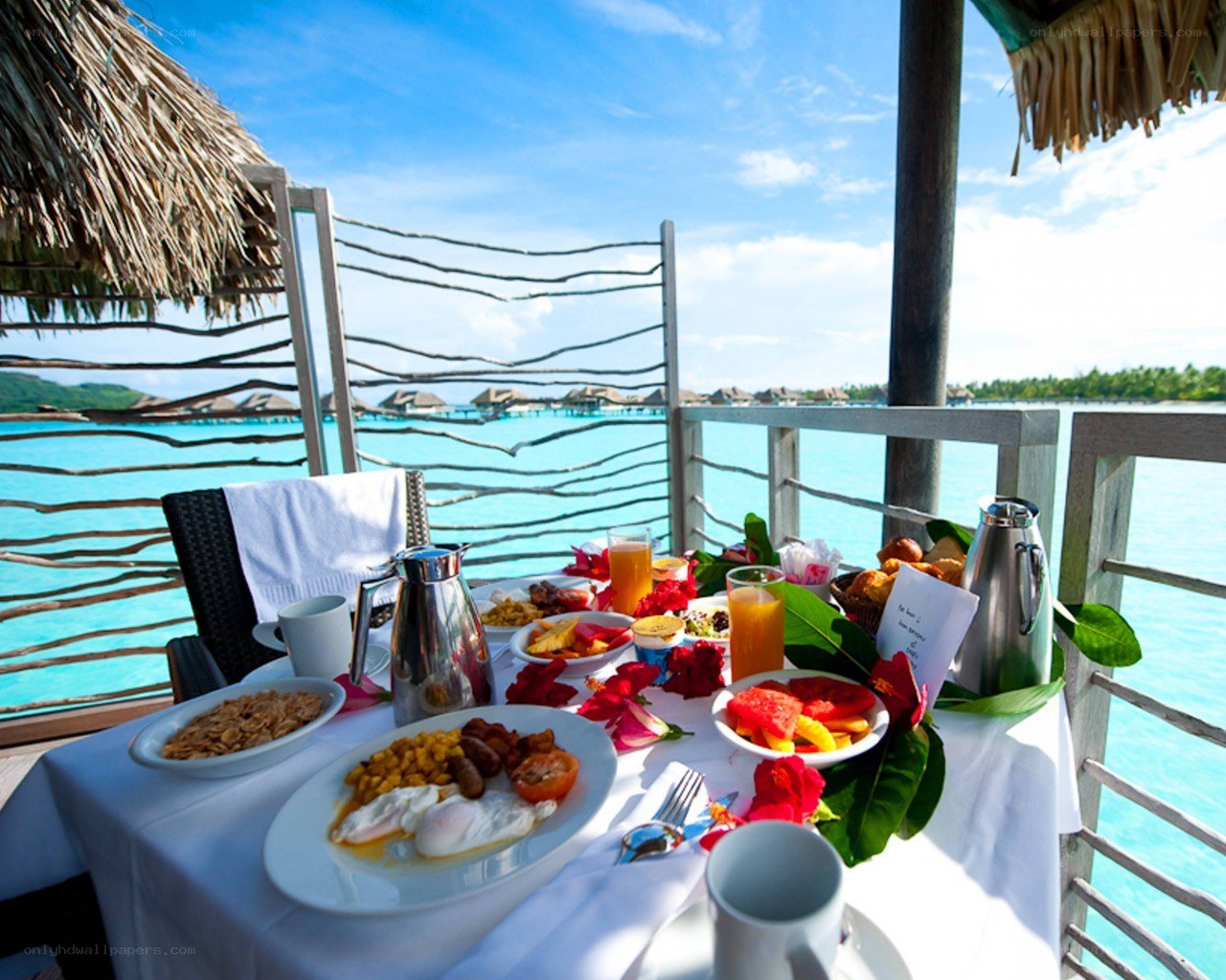 Breakfast on a tropical balcony