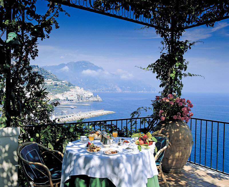 Breakfast on Balcony — Blue, Serene, Morning, Photograph, Table