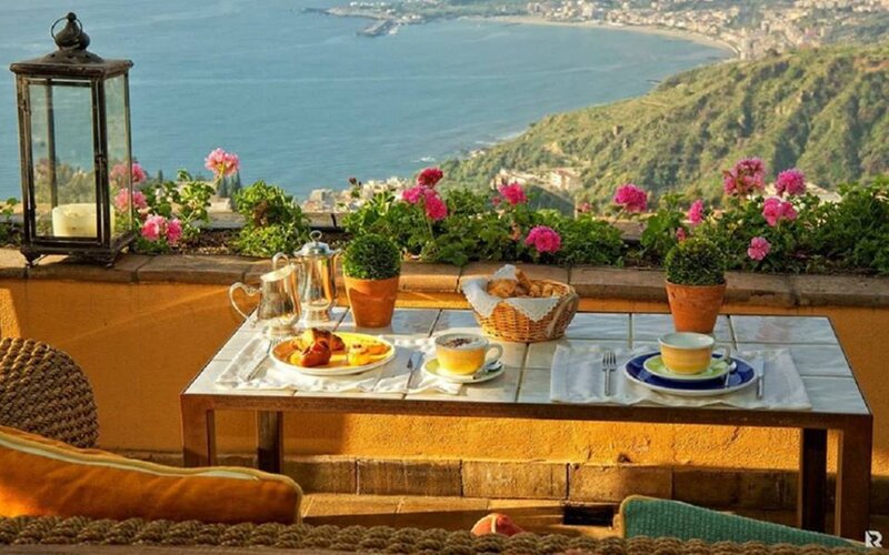 Breakfast on Balcony — Yellow, Serene, Morning