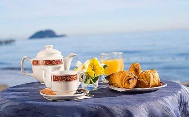 Breakfast on Beach — Blue, Serene, Morning