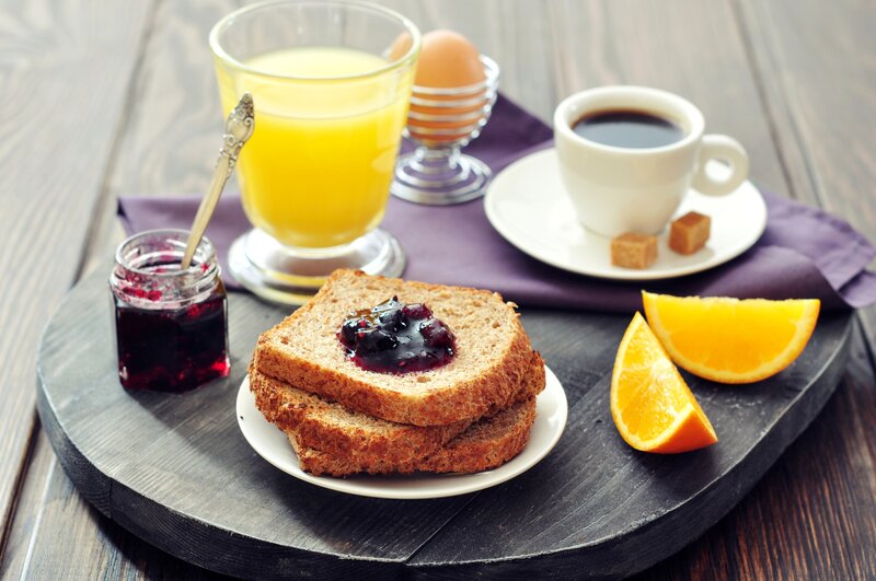 Breakfast on Wooden Tray — Brown
