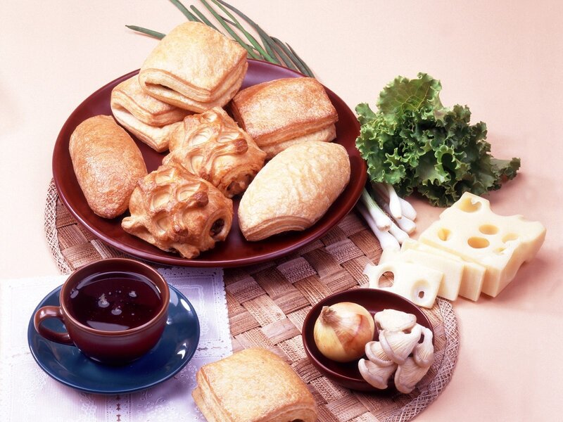 Breakfast pastries and tea