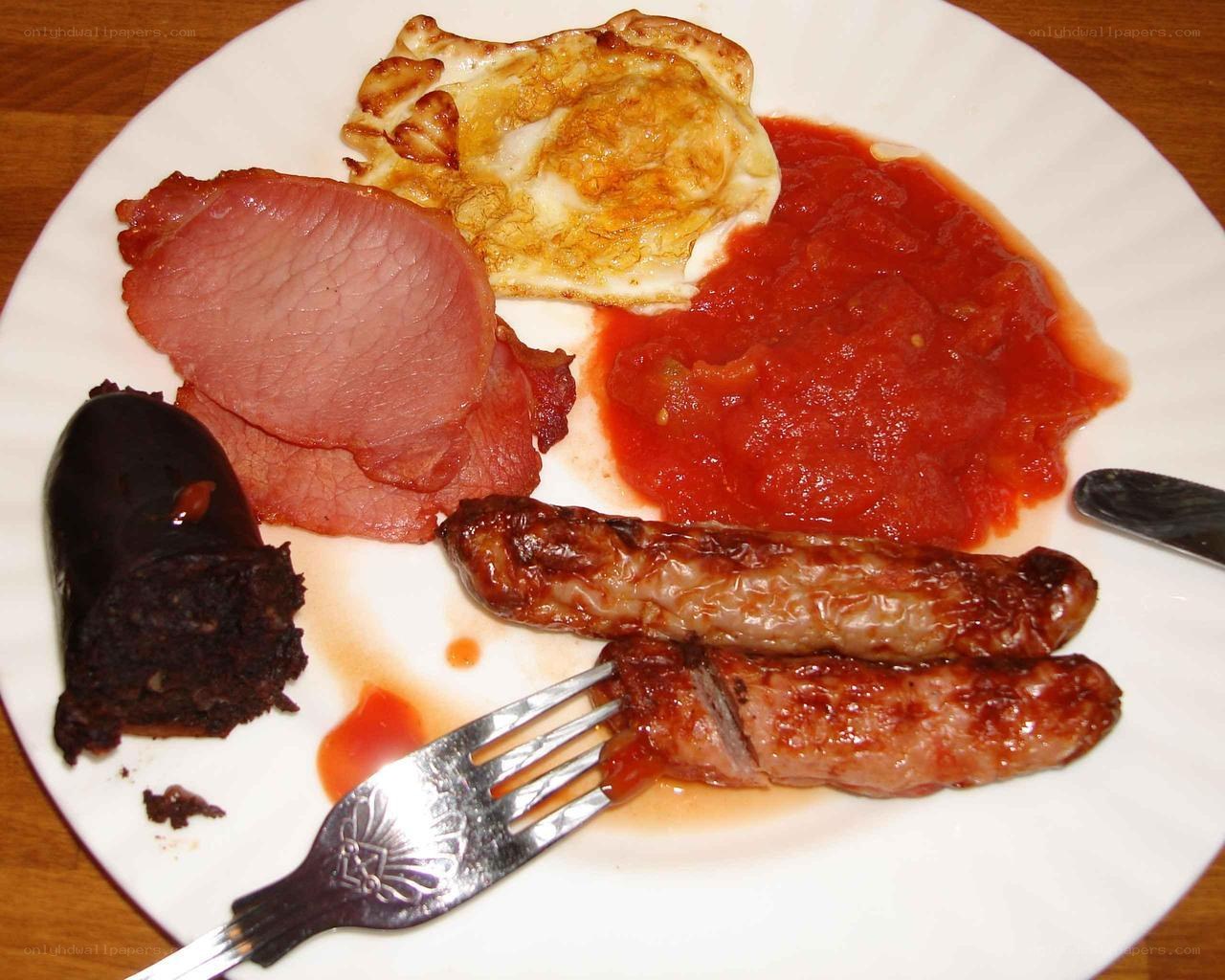 Breakfast plate with sausages