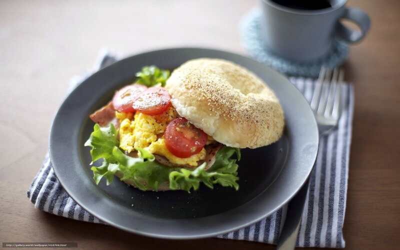 Breakfast sandwich with coffee