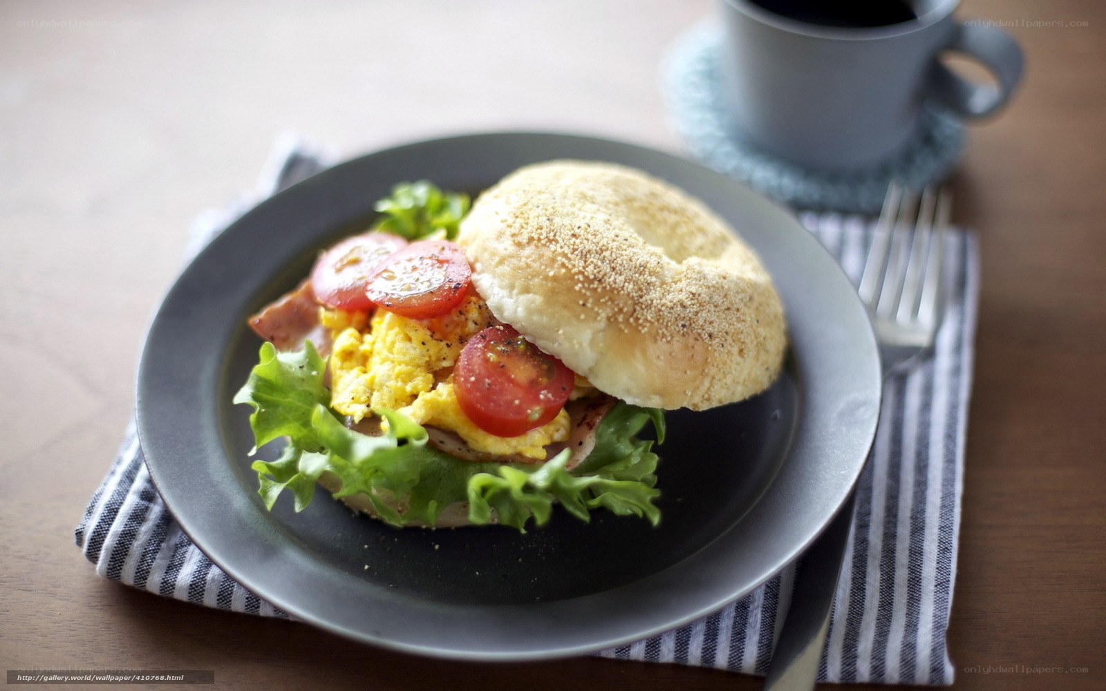 Breakfast sandwich with coffee