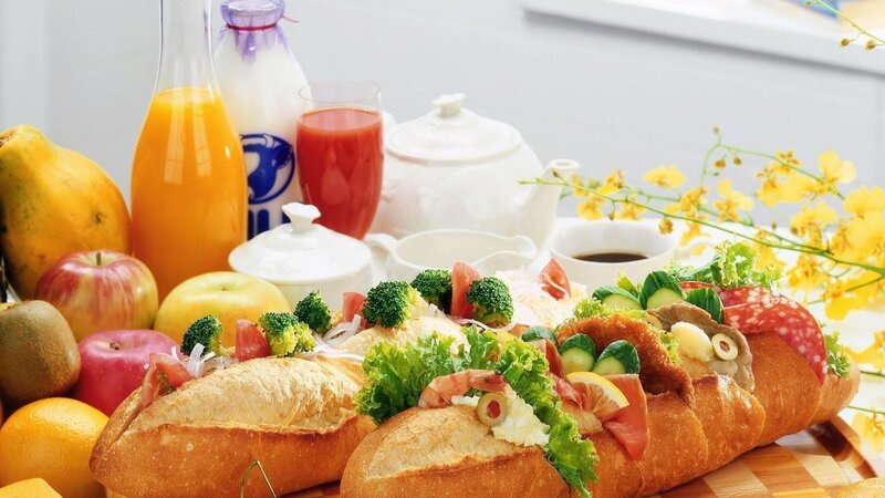 Breakfast Sandwiches and Fruit
