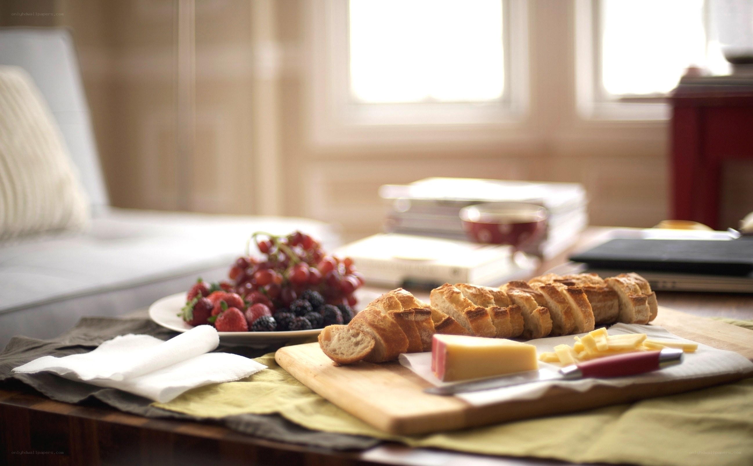 Breakfast spread on a table