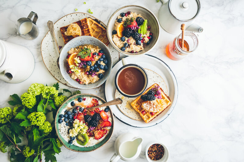 Breakfast Spread on Marble