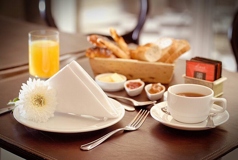 Breakfast Spread on Table — Brown, Calm, Morning, Photograph, Napkin