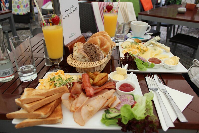 Breakfast Spread on Table — Brown, Calm